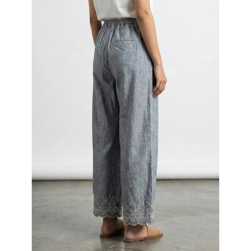Denim Chambray Culottes Trousers | Montivo Pakistan