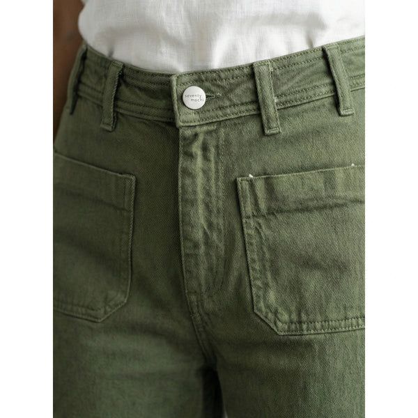 Olive Wide Leg Jeans | Montivo Pakistan