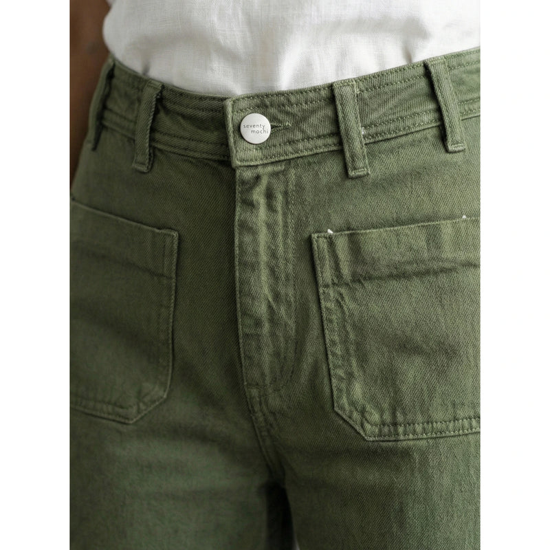Olive Wide Leg Jeans | Montivo Pakistan