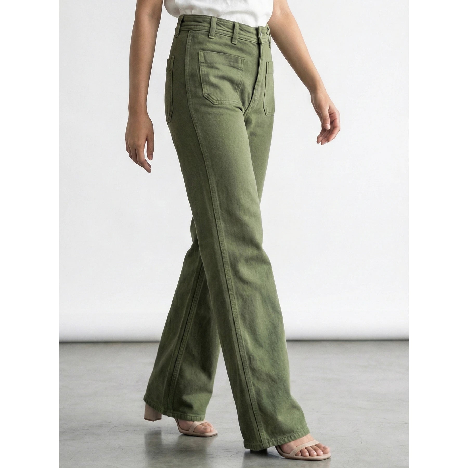 Olive Wide Leg Jeans | Montivo Pakistan