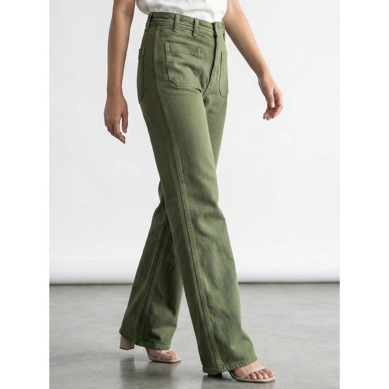 Olive Wide Leg Jeans | Montivo Pakistan