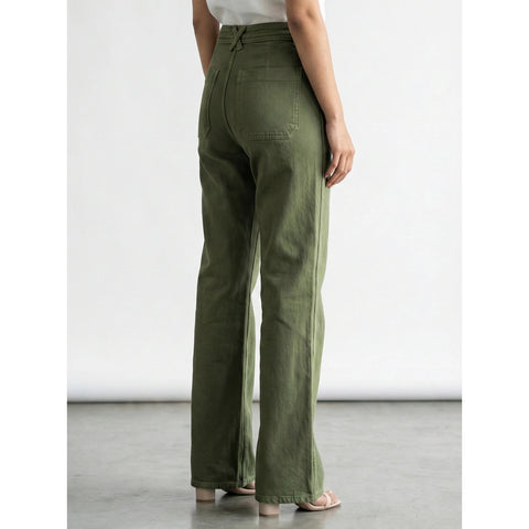 Olive Wide Leg Jeans | Montivo Pakistan
