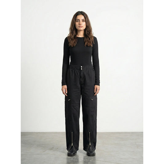 Black Barrel Denim Trousers