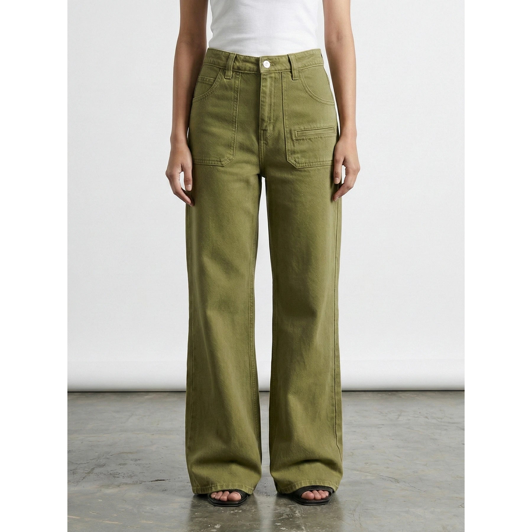 Green Wide Leg Flare Jeans | Montivo Pakistan