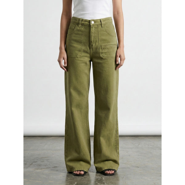 Green Wide Leg Flare Jeans | Montivo Pakistan
