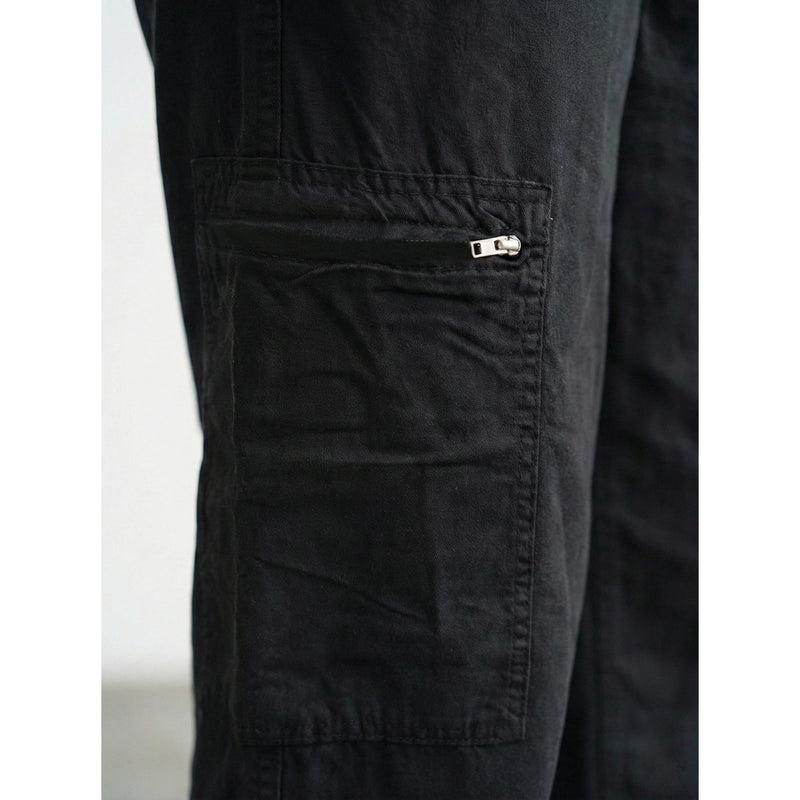 Black Wide Leg Denim Trousers | Montivo Pakistan