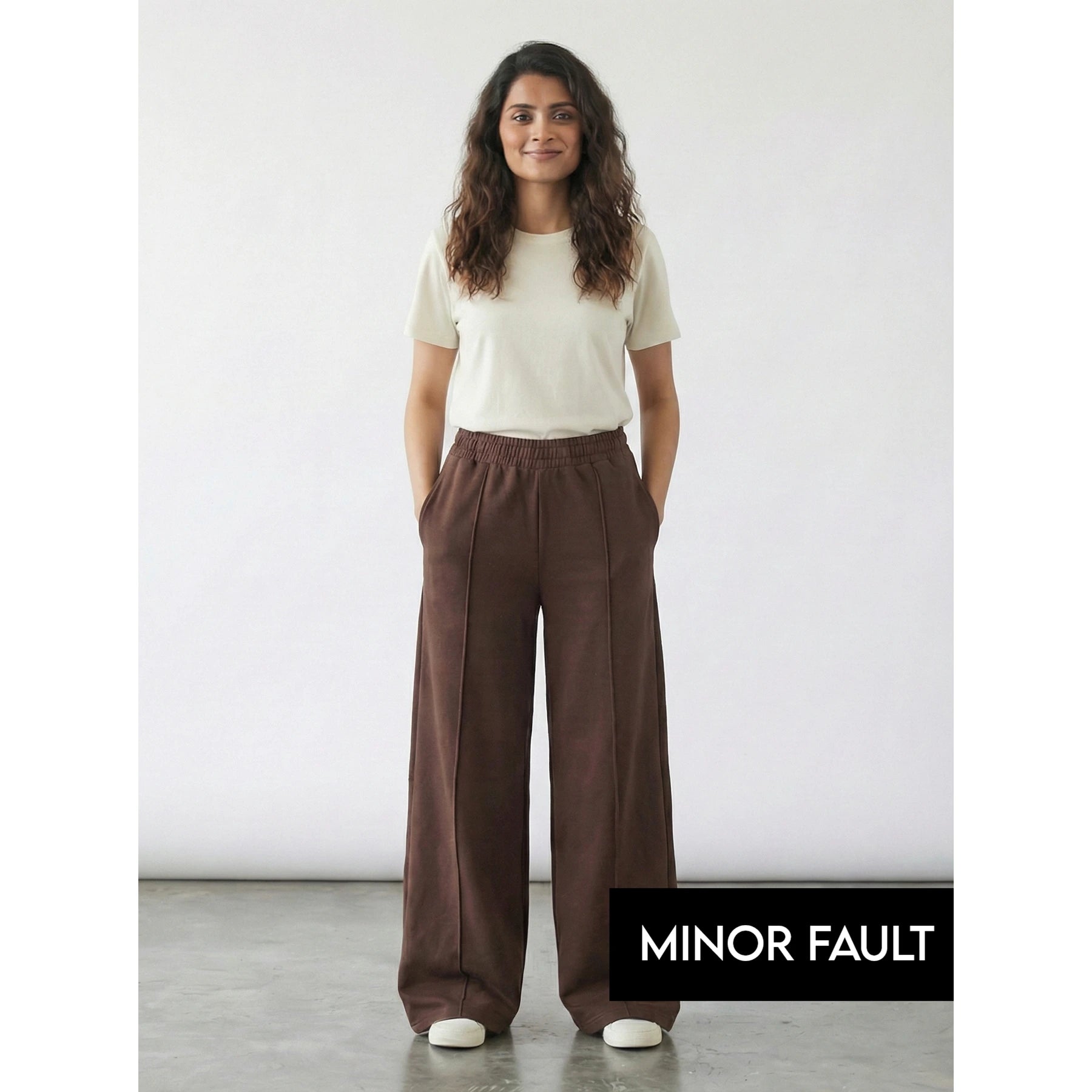(Minor Fault) Brown Front Seam Wide Leg Trousers | Montivo Pakistan