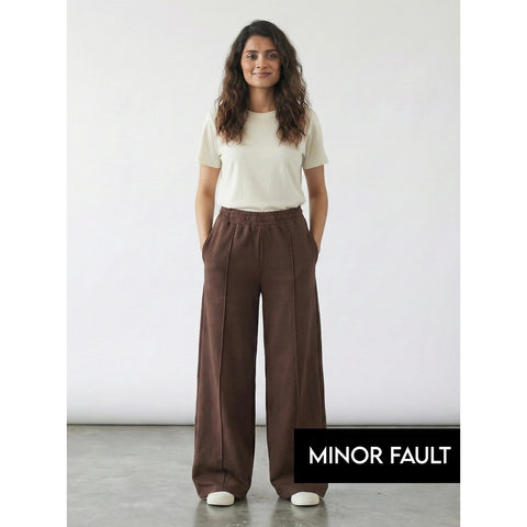 (Minor Fault) Brown Front Seam Wide Leg Trousers | Montivo Pakistan