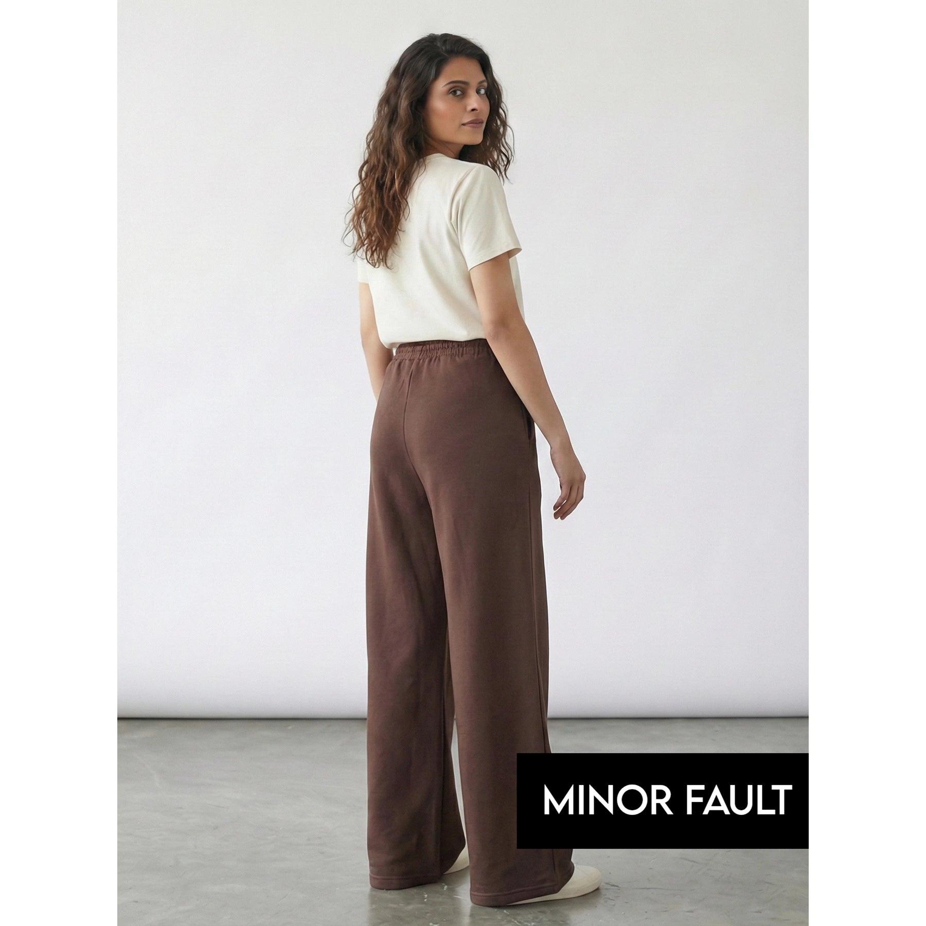 (Minor Fault) Brown Front Seam Wide Leg Trousers | Montivo Pakistan