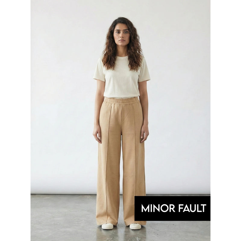 (Minor Fault) Beige Front Seam Wide Leg Trousers | Montivo Pakistan