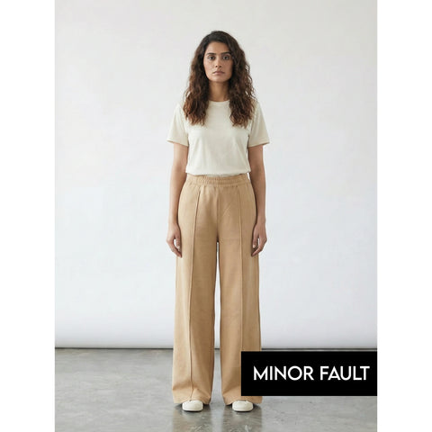 (Minor Fault) Beige Front Seam Wide Leg Trousers | Montivo Pakistan