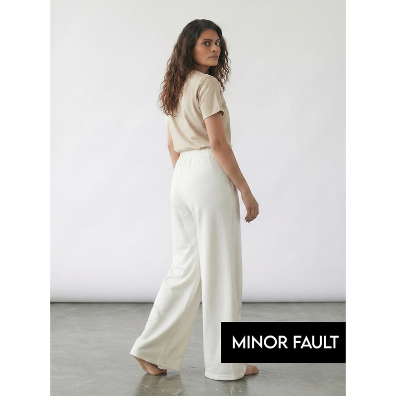(Minor Fault) Off-White Front Seam Wide Leg Trousers | Montivo Pakistan