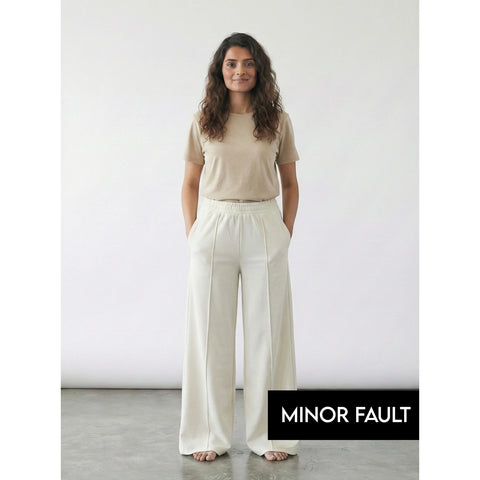 (Minor Fault) Off-White Front Seam Wide Leg Trousers | Montivo Pakistan