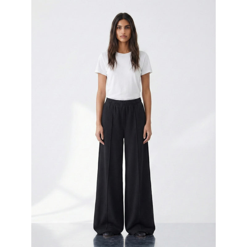 Black Front Seam Wide Leg Trousers | Montivo Pakistan