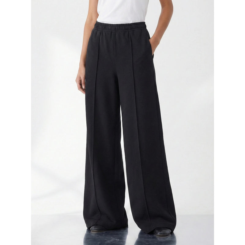 Black Front Seam Wide Leg Trousers | Montivo Pakistan