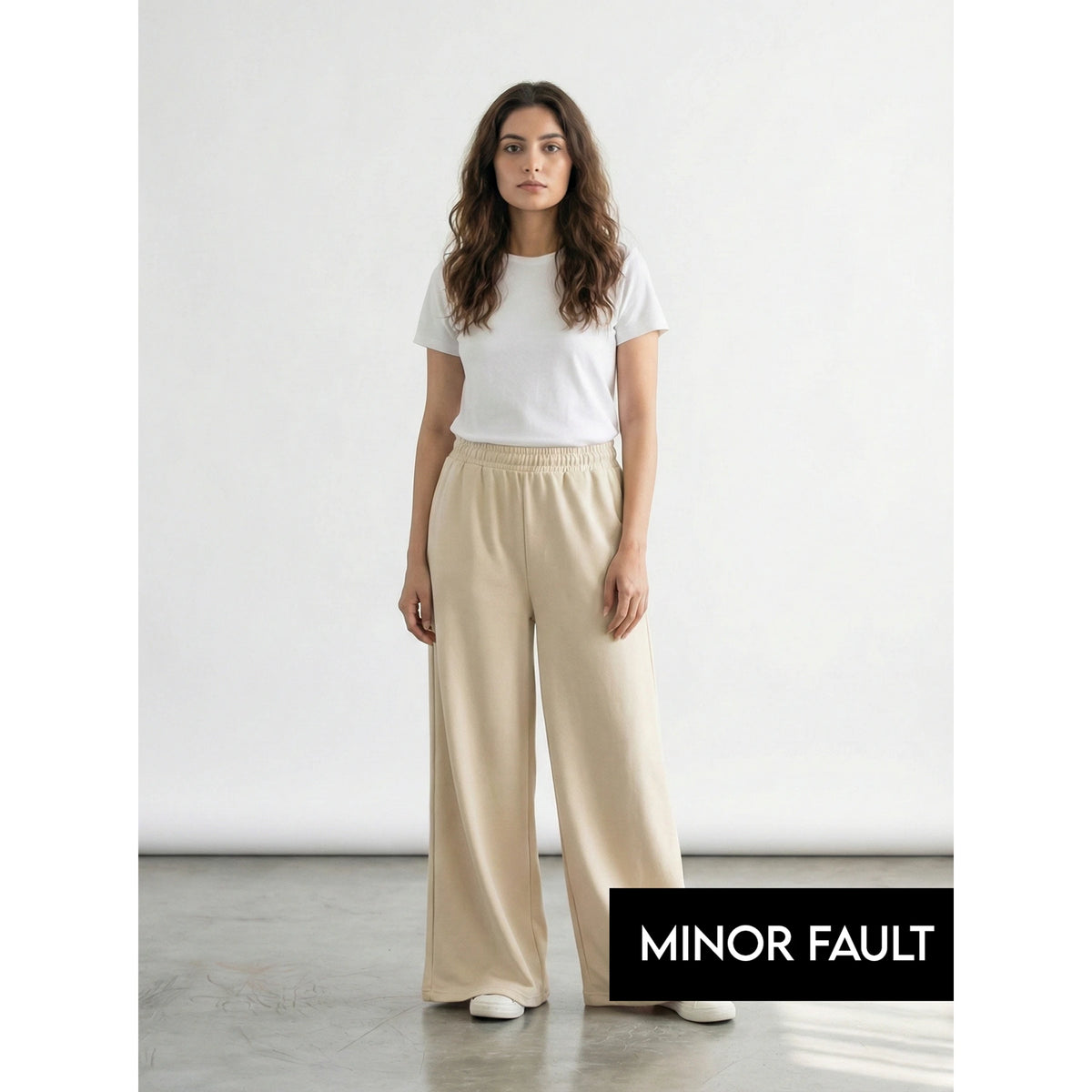 (Minor Fault) Beige Super Wide Leg Trouser | Montivo Pakistan