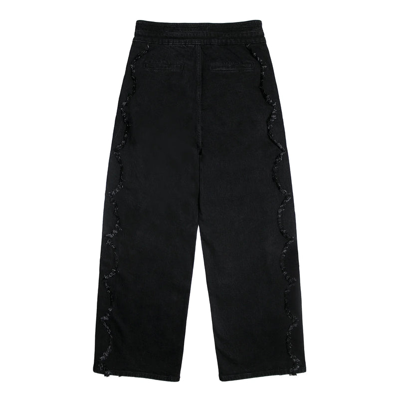 Black Scallop Wide Leg Jeans | Montivo Pakistan