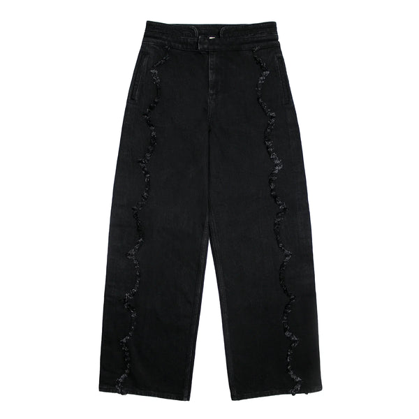 Black Scallop Wide Leg Jeans | Montivo Pakistan
