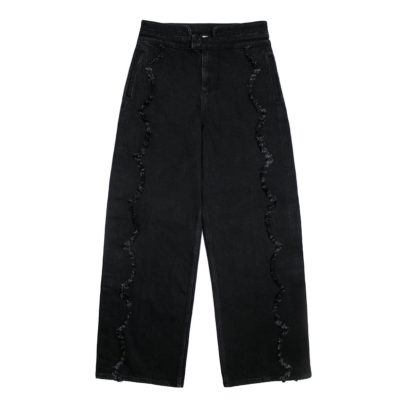 Black Scallop Wide Leg Jeans | Montivo Pakistan