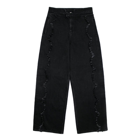 Black Scallop Wide Leg Jeans | Montivo Pakistan