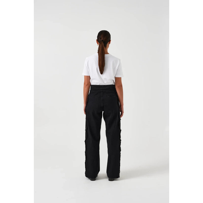 Black Scallop Wide Leg Jeans | Montivo Pakistan