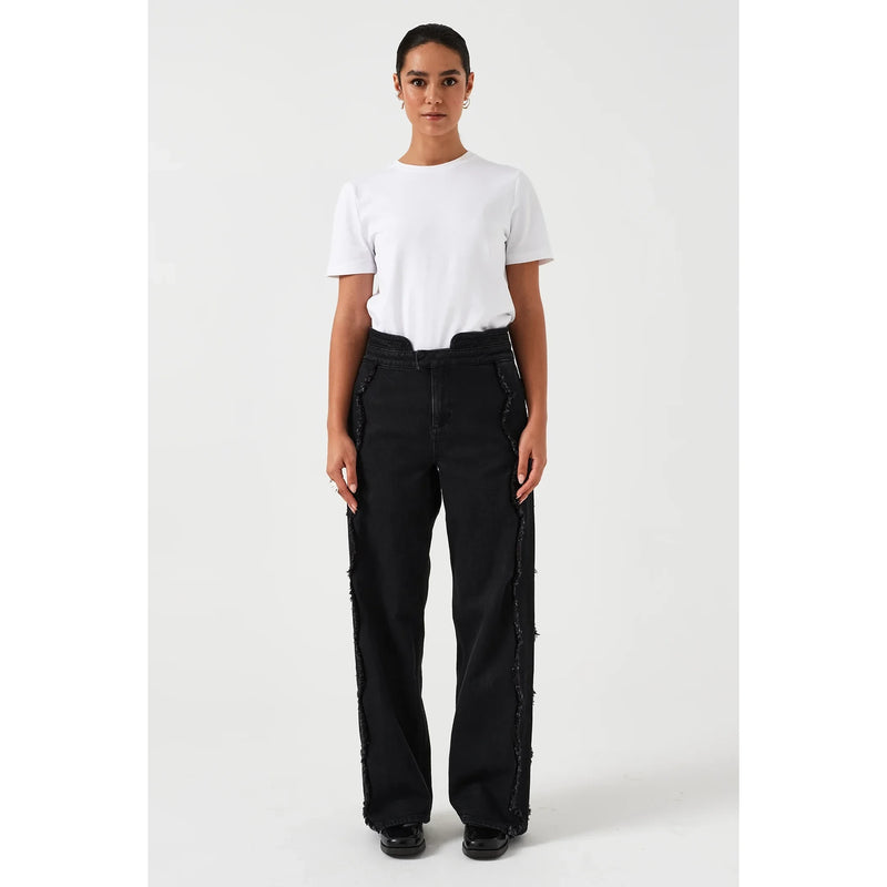 Black Scallop Wide Leg Jeans | Montivo Pakistan