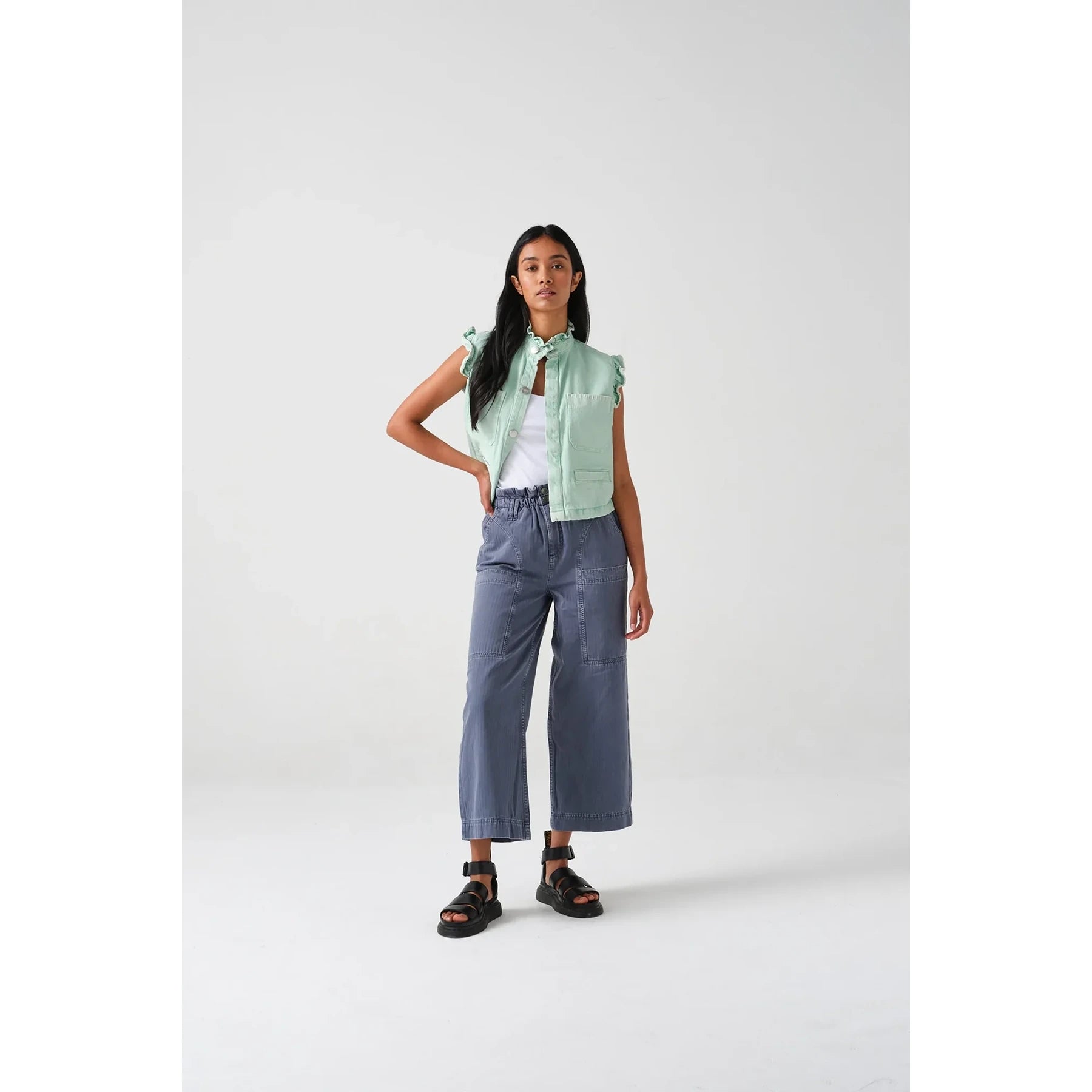 Wide Leg Paper Bag Culottes Jeans | Montivo Pakistan