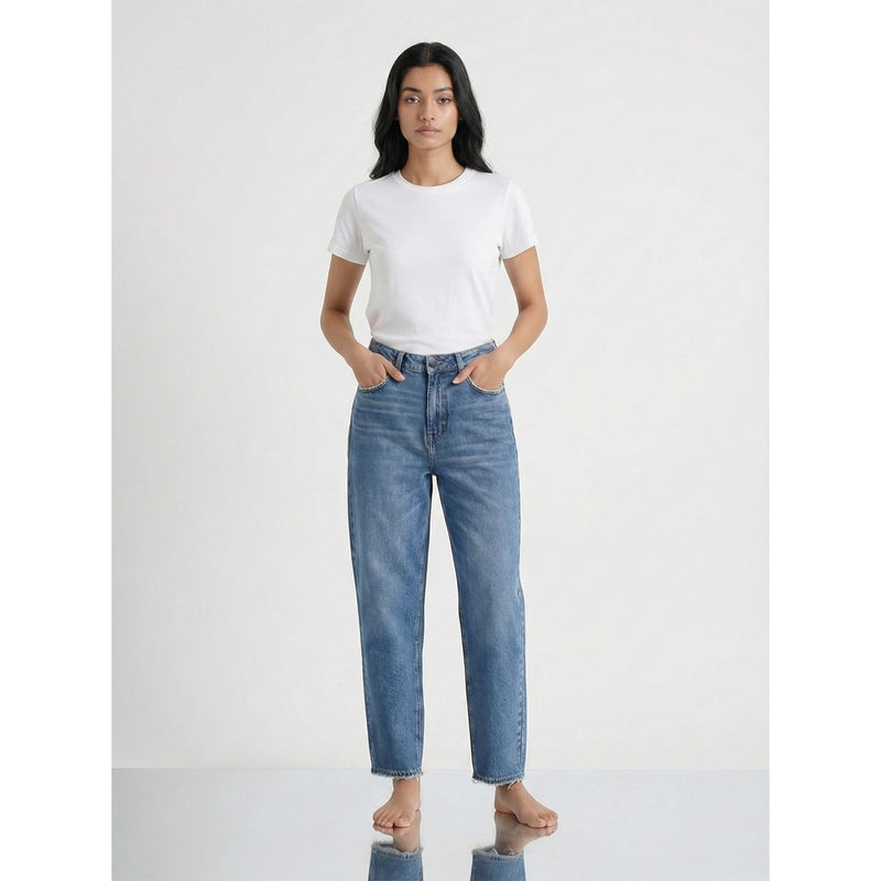 Mid Blue Mom Loose Jeans | Montivo Pakistan