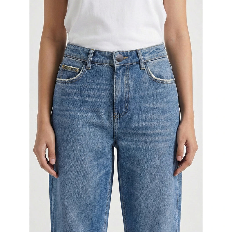Mid Blue Mom Loose Jeans | Montivo Pakistan