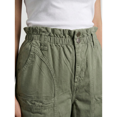 Olive Wide Leg Paper Bag Culottes Jeans | Montivo Pakistan