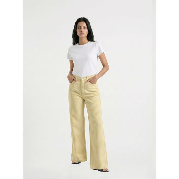 Yellow Wide Leg Stripes Jeans | Montivo Pakistan