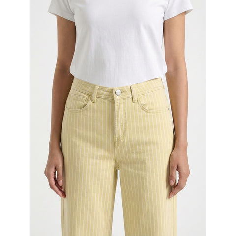 Yellow Wide Leg Stripes Jeans | Montivo Pakistan