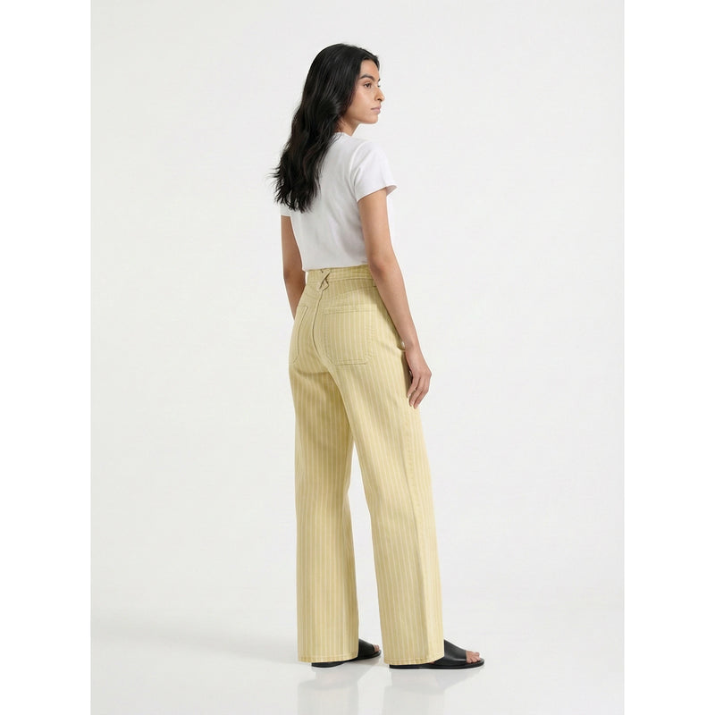 Yellow Wide Leg Stripes Jeans | Montivo Pakistan