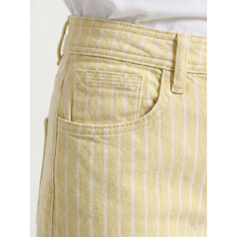 Yellow Wide Leg Stripes Jeans | Montivo Pakistan