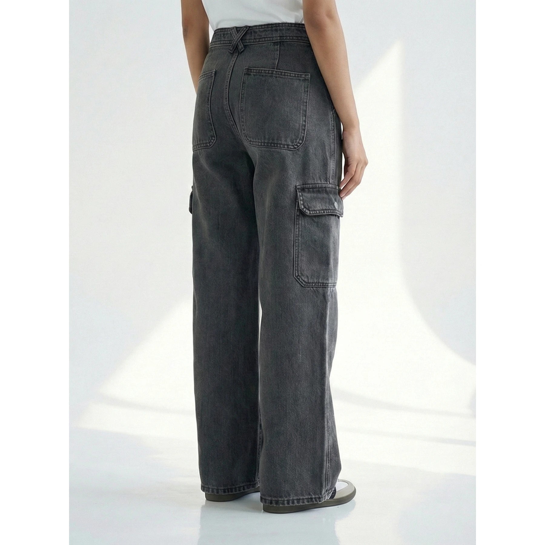 Charcoal Wide Leg Cargo Jeans | Montivo Pakistan