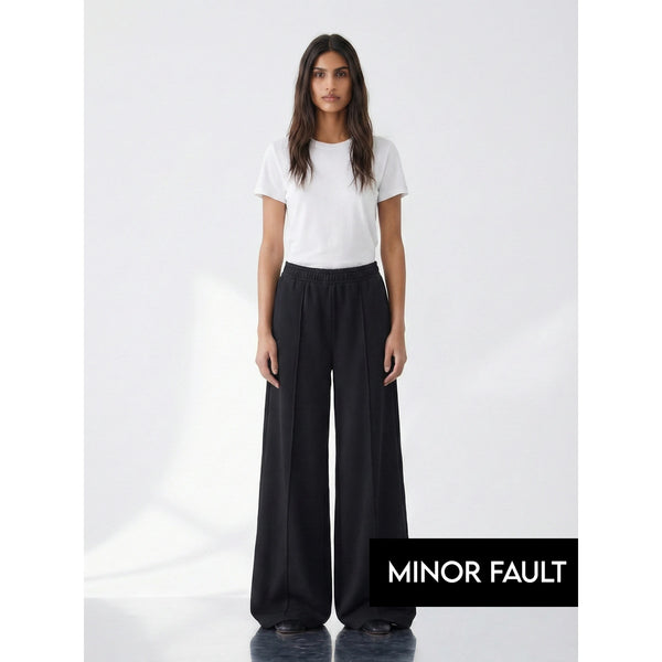 (Minor Fault) Black Front Seam Wide Leg Trousers | Montivo Pakistan