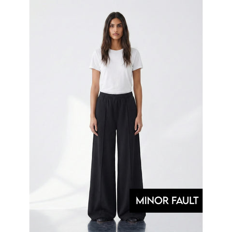 (Minor Fault) Black Front Seam Wide Leg Trousers | Montivo Pakistan