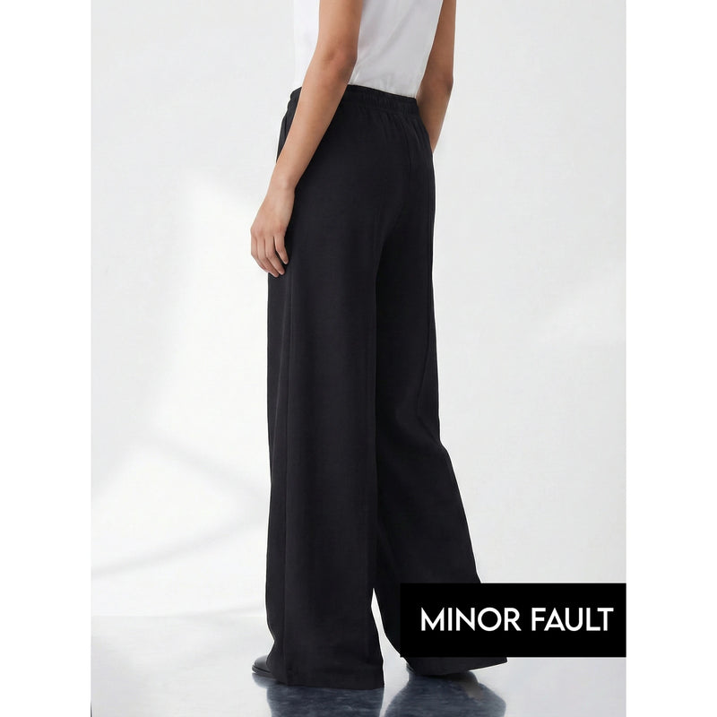(Minor Fault) Black Front Seam Wide Leg Trousers | Montivo Pakistan