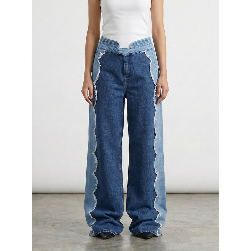 Wide Leg Patch Detailing Jeans | Montivo Pakistan