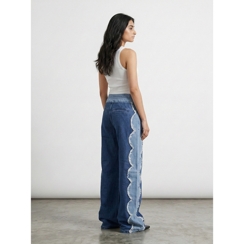 Wide Leg Patch Detailing Jeans | Montivo Pakistan
