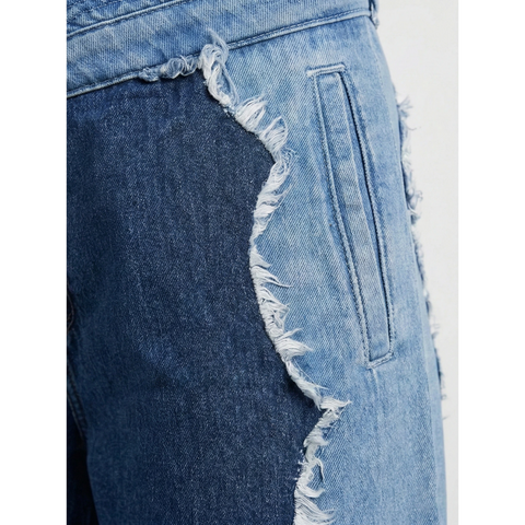 Wide Leg Patch Detailing Jeans