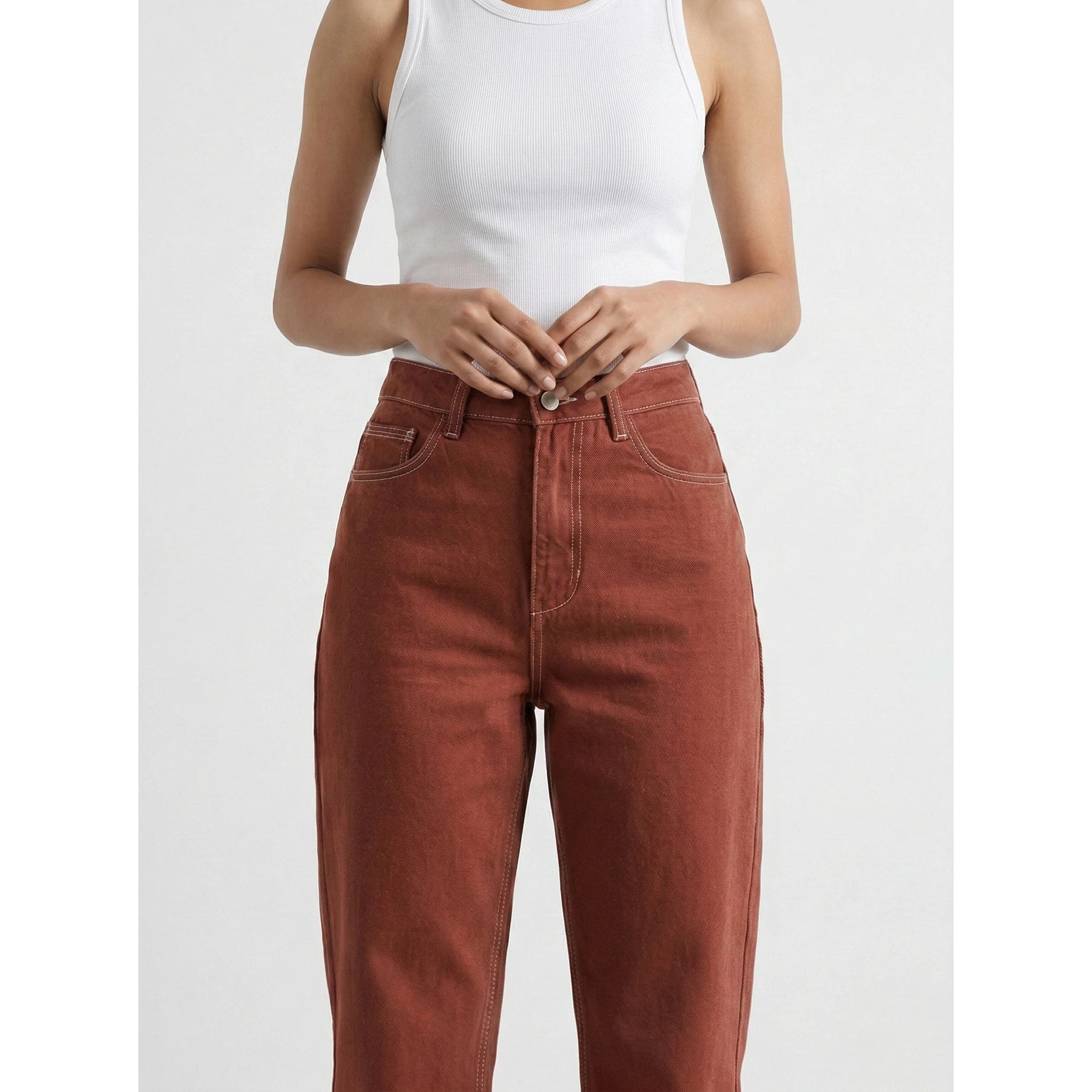 Rust Mom Slim Jeans | Montivo Pakistan