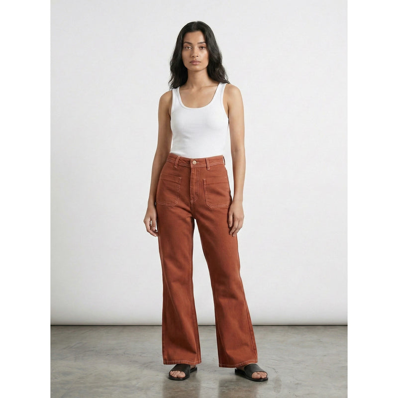 Rust Loose Flare Jeans | Montivo Pakistan