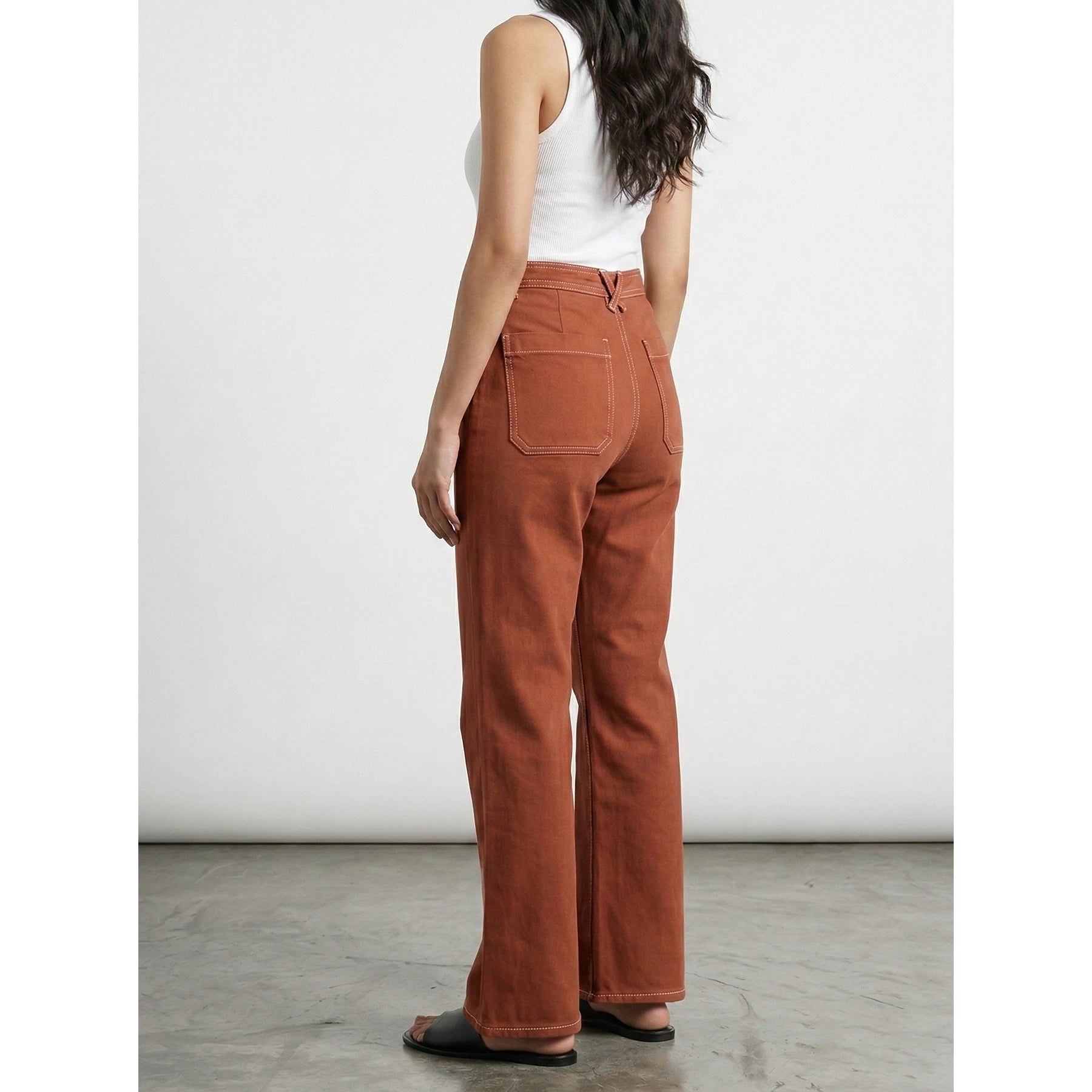 Rust Loose Flare Jeans | Montivo Pakistan