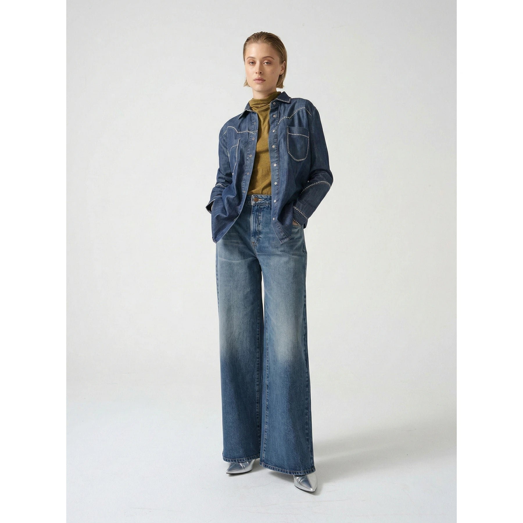 Blue Wide Leg Jeans | Montivo Pakistan