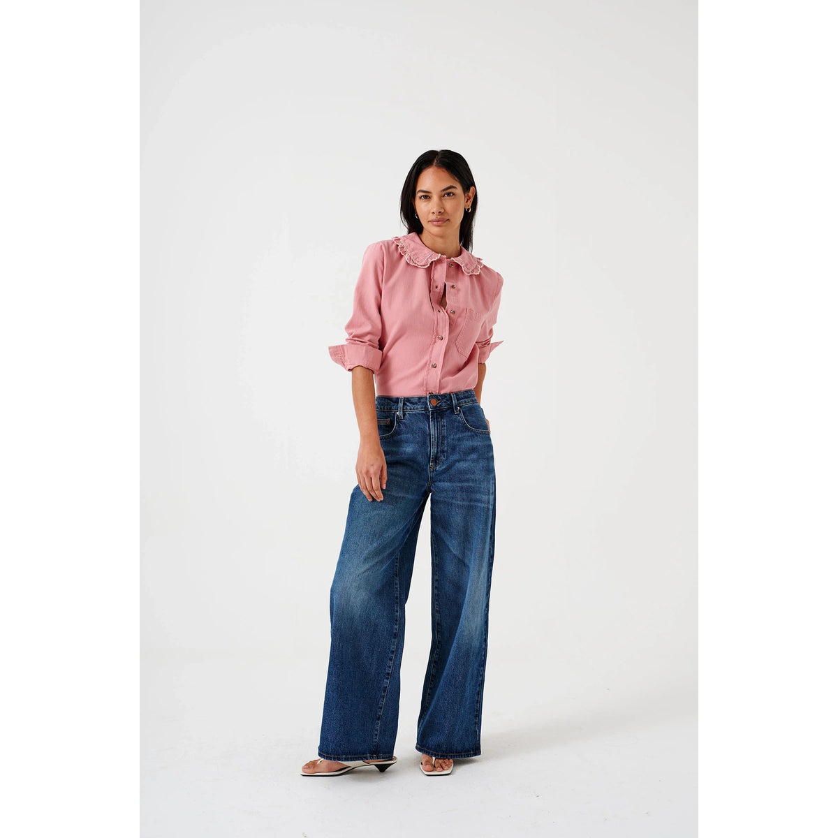 Dark Blue Wide Leg Jeans | Montivo Pakistan
