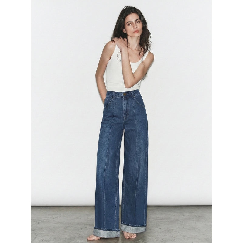Front Seam Indigo Wide Leg Jeans | Montivo Pakistan