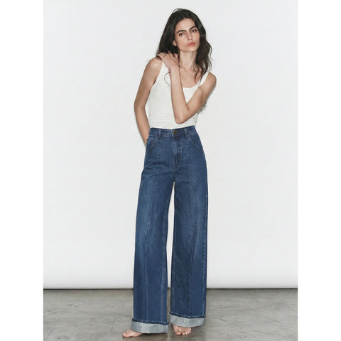 Front Seam Indigo Wide Leg Jeans | Montivo Pakistan