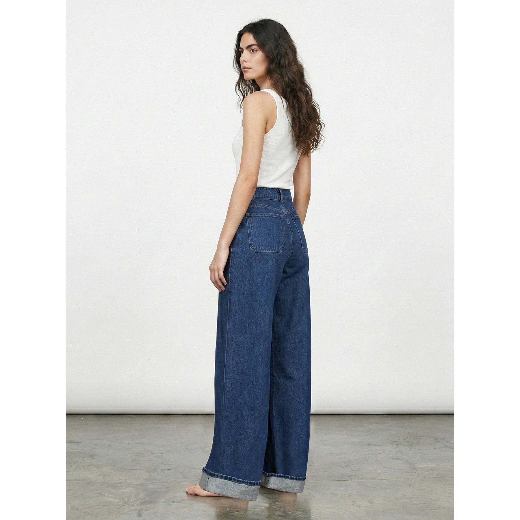 Front Seam Indigo Wide Leg Jeans | Montivo Pakistan