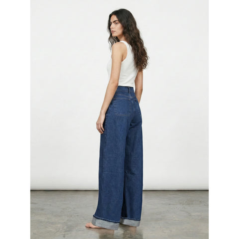 Front Seam Indigo Wide Leg Jeans | Montivo Pakistan